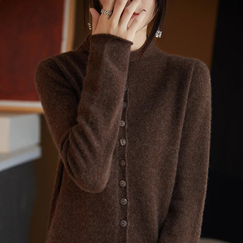 Wool Button-Up Knitted Cardigan