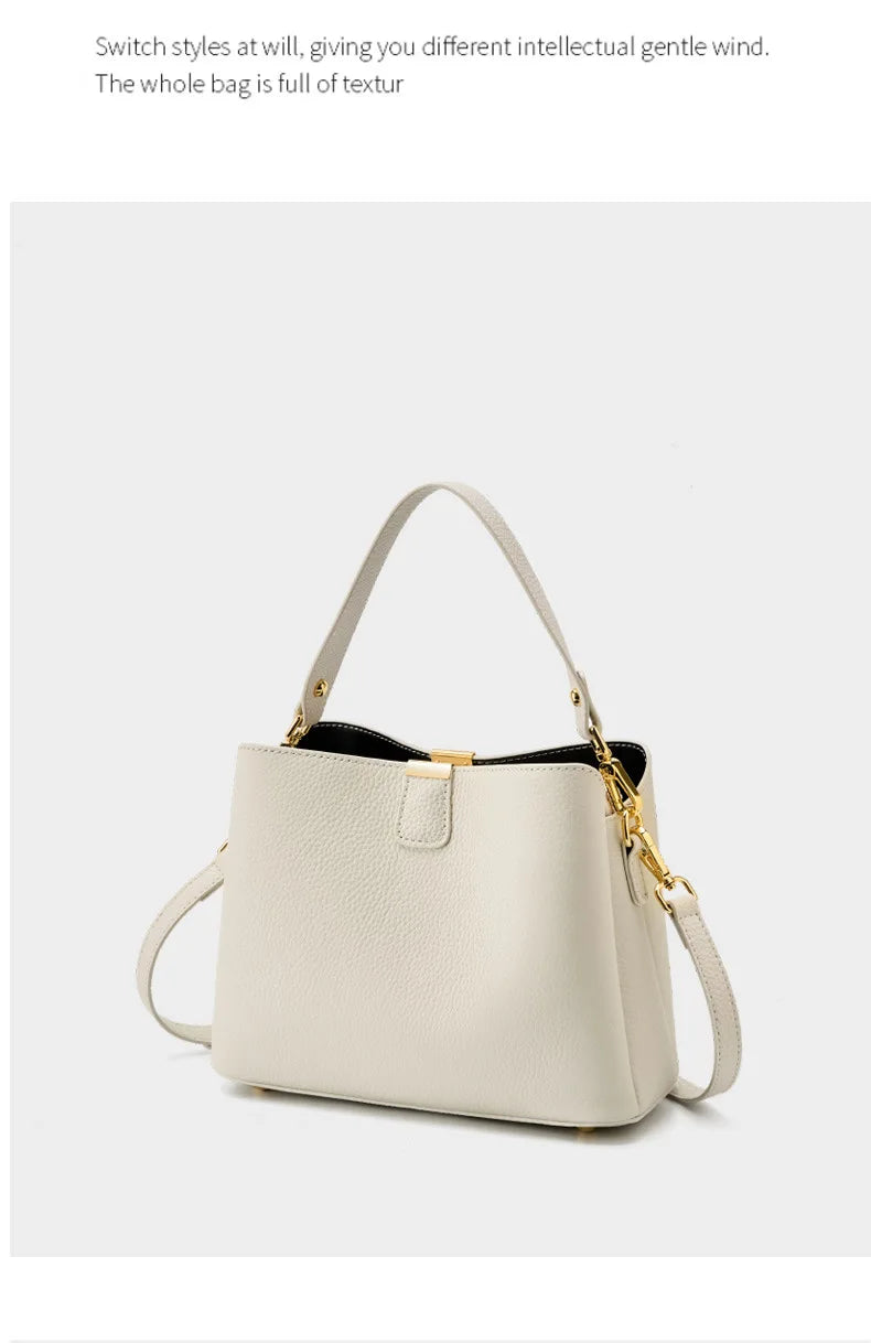 YANATARI Genuine Leather Woman Bag Shoulder Bag Handbags Crossbody Bag Luxury Designer Minimalism Bag Cattle Leather Grey