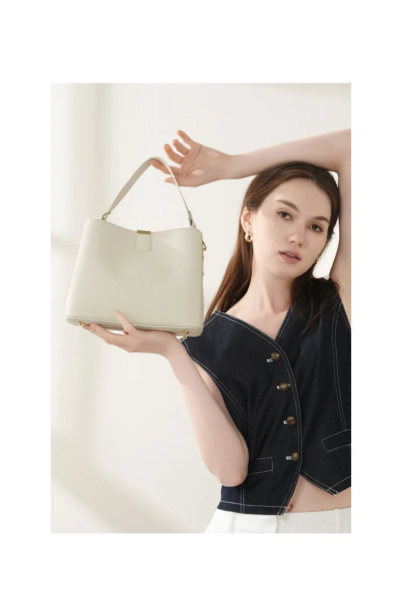 YANATARI Genuine Leather Woman Bag Shoulder Bag Handbags Crossbody Bag Luxury Designer Minimalism Bag Cattle Leather Grey