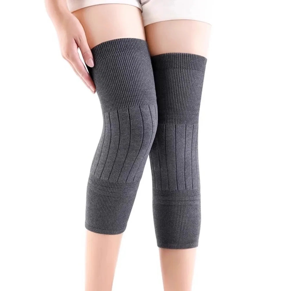 1 Pair Thick Warm Wool Kneepad Leg Guard Cashmere Knee Protector Windproof Coldproof Leg Warmers Women Men KneeCap Leg Sleeves