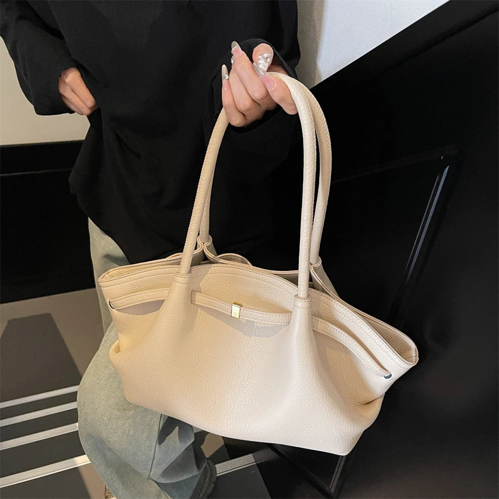 MOODS Lychee Pattern Underarm Shoulder Bags For Women Soft PU Leather Large Capacity Mini Tote Bag 2025 Luxury Designer Handbags