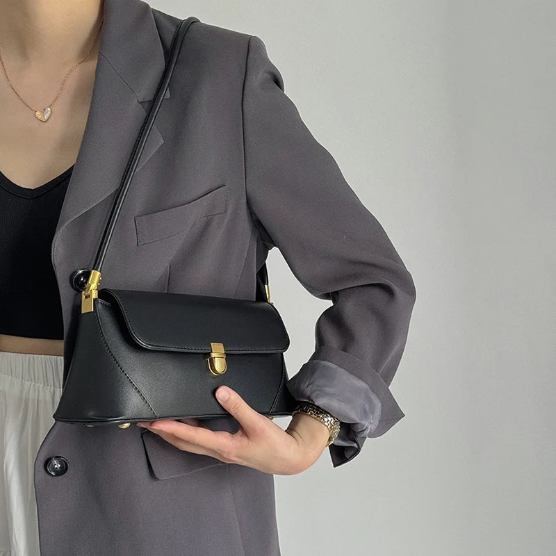 Fashion PU Leather Underarm Shoulder Bags For Women Trend Designer French Style Female Tote Ladies Flap Handbags