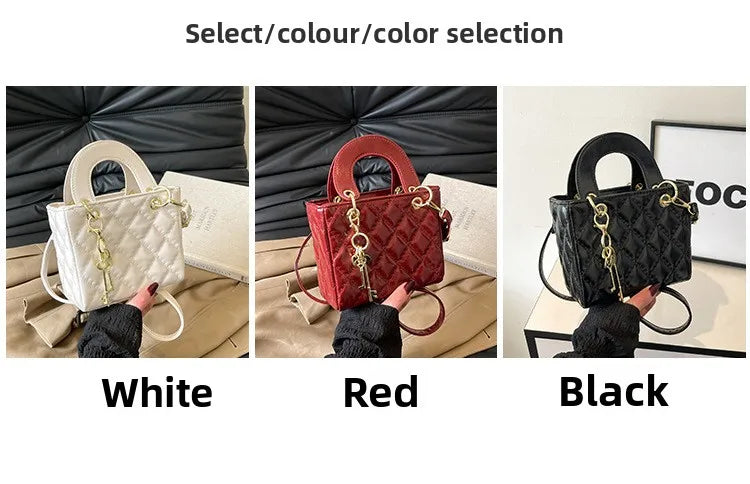 Fashionable texture diamond grid hand-held small square bag women's bag new western-style shoulder bag commuting crossbody bag