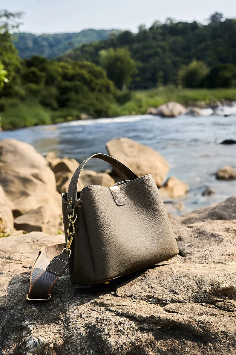 YANATARI Genuine Leather Woman Bag Shoulder Bag Handbags Crossbody Bag Luxury Designer Minimalism Bag Cattle Leather Grey