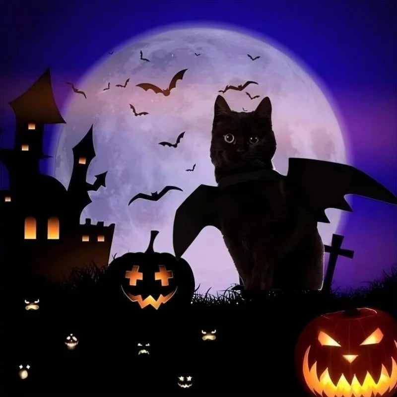 Halloween Party Decor Pet Bat Wings Cosplay Costume Accessory for Cats & Dogs, Halloween Dress‑up Outfit for Puppy Kitten