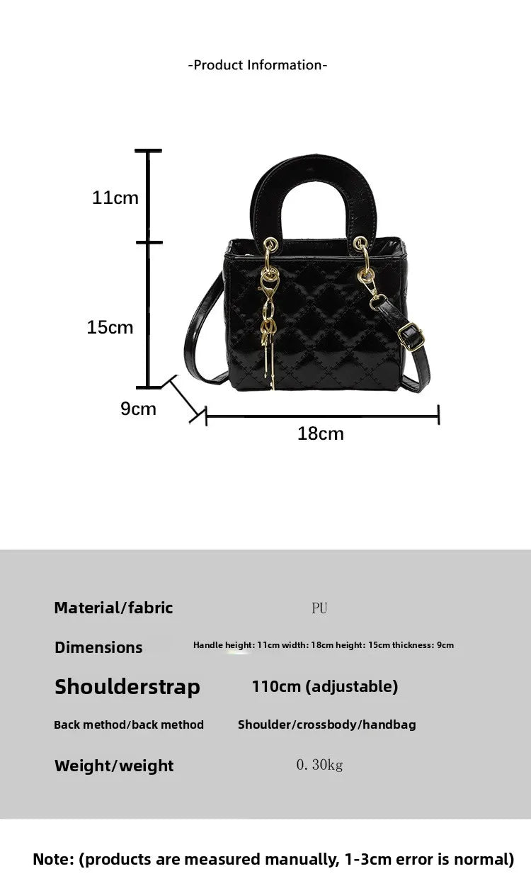 Fashionable texture diamond grid hand-held small square bag women's bag new western-style shoulder bag commuting crossbody bag
