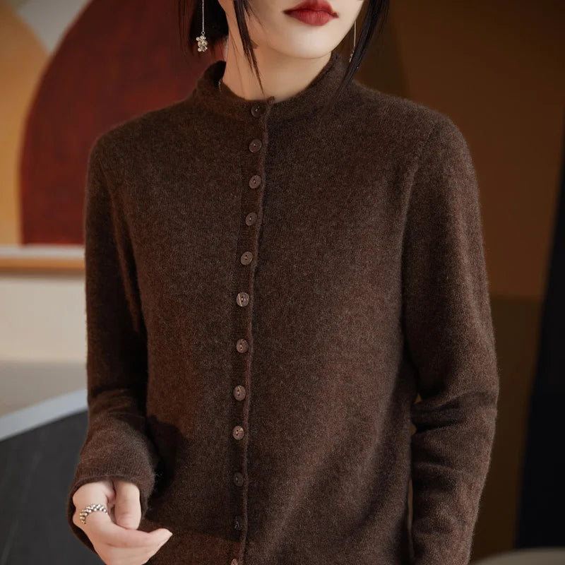 Wool Button-Up Knitted Cardigan