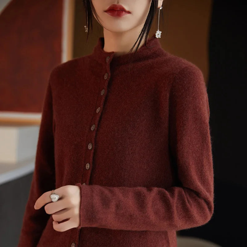 Wool Button-Up Knitted Cardigan