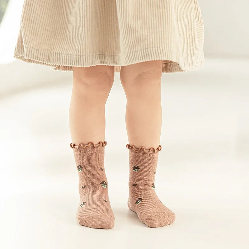 Lawadka 0-5T 5Pairs/set Kids Girl Socks Cotton Print Baby Socks for Girls Fashion Soft Toddler Children's Sock Spring Autumn New