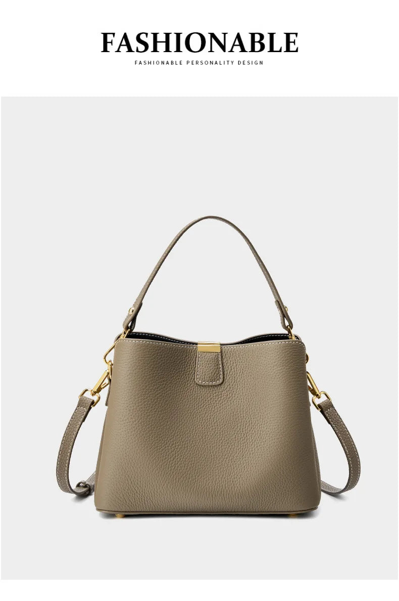 YANATARI Genuine Leather Woman Bag Shoulder Bag Handbags Crossbody Bag Luxury Designer Minimalism Bag Cattle Leather Grey