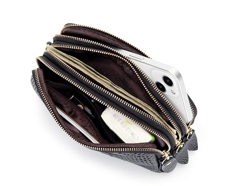 Genuine Leather Women Wallet Long Zipper Wristlet Bag Fashion Crocodile Lady Clutch Coin Purse Mobile Phone Bag Money Clip
