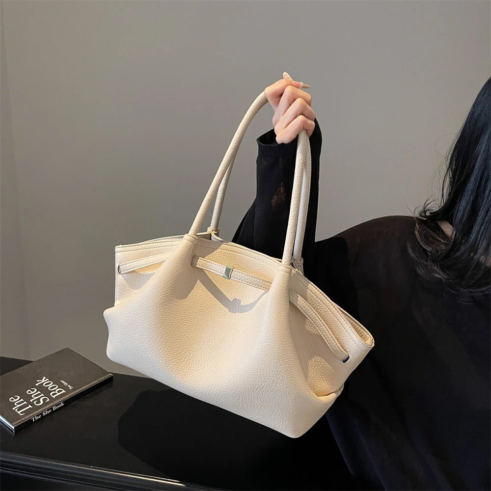 MOODS Lychee Pattern Underarm Shoulder Bags For Women Soft PU Leather Large Capacity Mini Tote Bag 2025 Luxury Designer Handbags