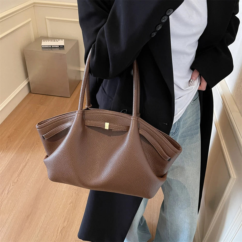 MOODS Lychee Pattern Underarm Shoulder Bags For Women Soft PU Leather Large Capacity Mini Tote Bag 2025 Luxury Designer Handbags