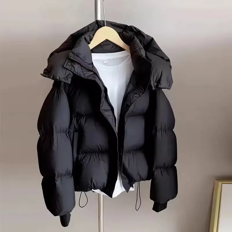 New Winter  Puffer Jacket Women Fashion Hooded Down Cotton Overcoat Female Loose Casual Warm Parkas Outerwear