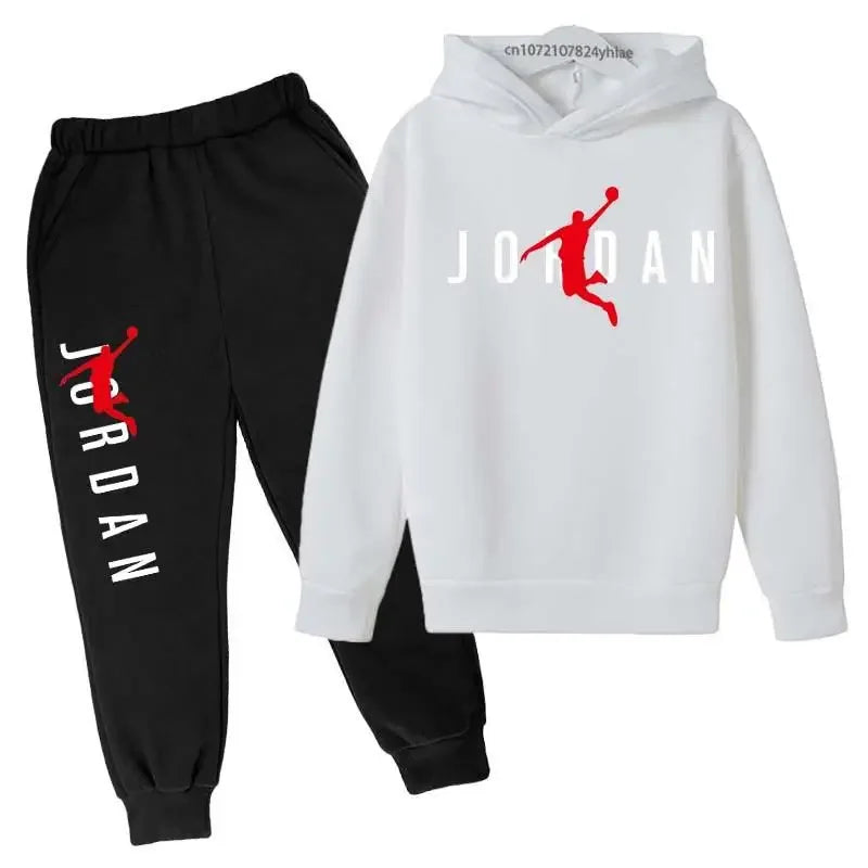 Children Spring  Autumn Hoodie Pants  Kid Casual Pullover basketball Two Piece Suit  Coat Boys And Girls Outdoor Sports Set