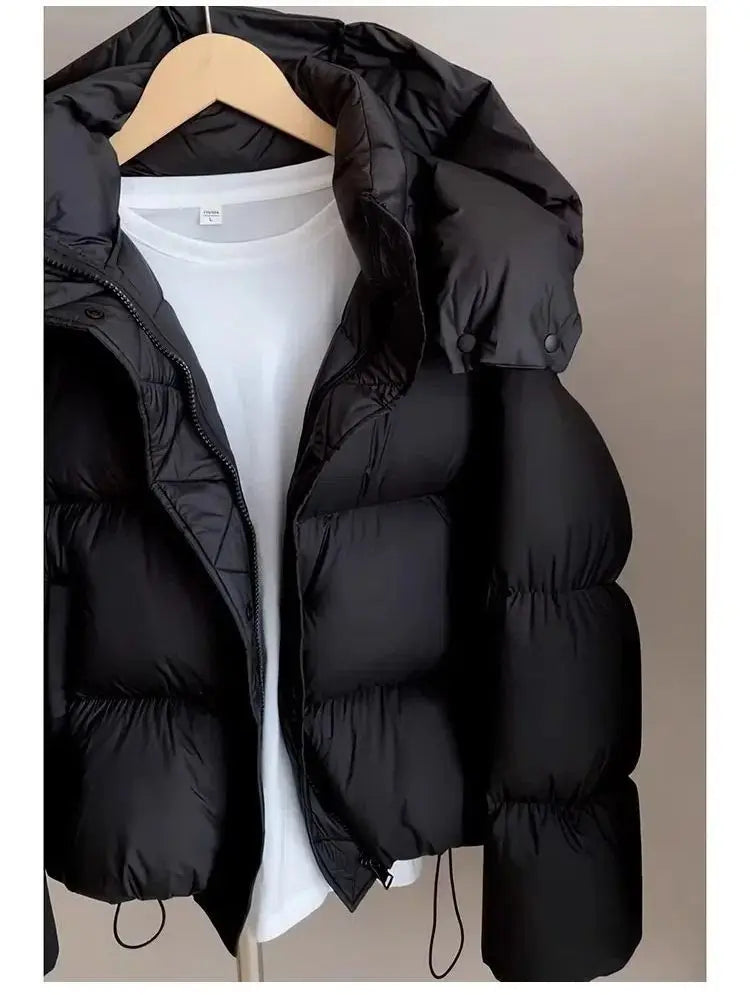 New Winter  Puffer Jacket Women Fashion Hooded Down Cotton Overcoat Female Loose Casual Warm Parkas Outerwear