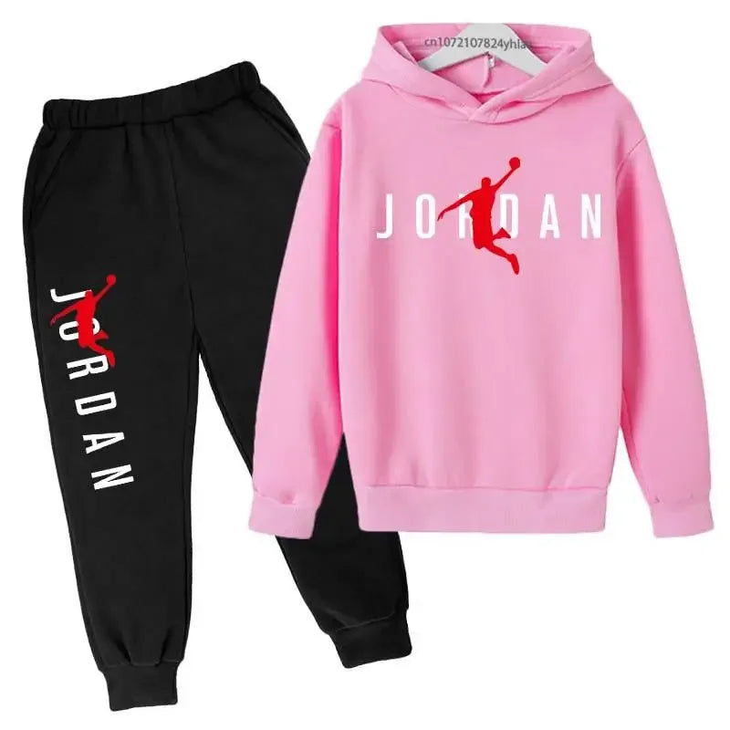 Children Spring  Autumn Hoodie Pants  Kid Casual Pullover basketball Two Piece Suit  Coat Boys And Girls Outdoor Sports Set