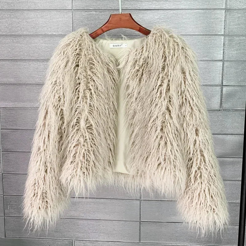 Button-Front Faux-Fur Jacket