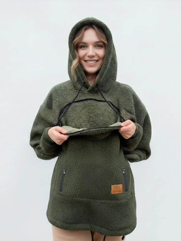 Fleece Hooded Kangaroo-Pocket Sweatshirt
