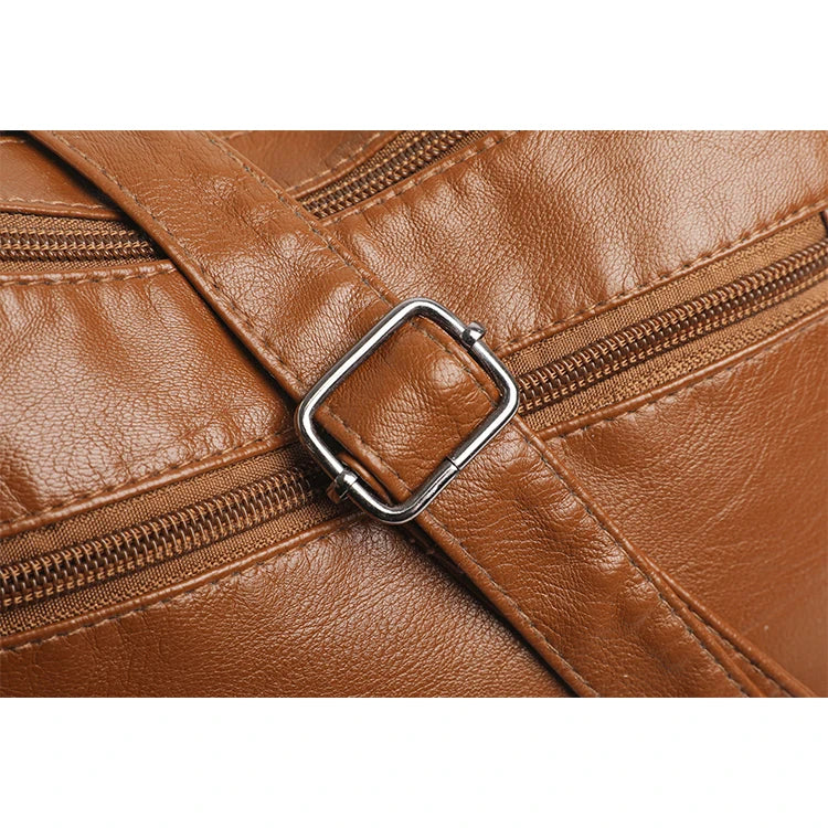 Retro Multi Pocket Crossbody Bag, Soft Synthetic Leather Shoulder Bag, Women's Bag, with Adjustable Shoulder Strap