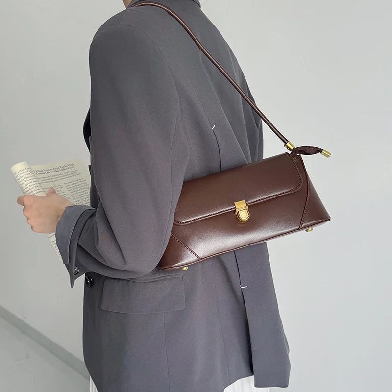 Fashion PU Leather Underarm Shoulder Bags For Women Trend Designer French Style Female Tote Ladies Flap Handbags