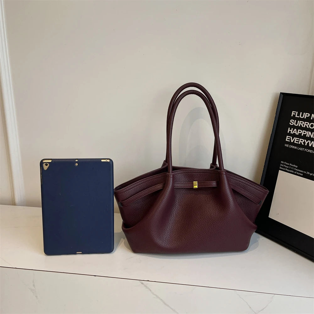 MOODS Lychee Pattern Underarm Shoulder Bags For Women Soft PU Leather Large Capacity Mini Tote Bag 2025 Luxury Designer Handbags