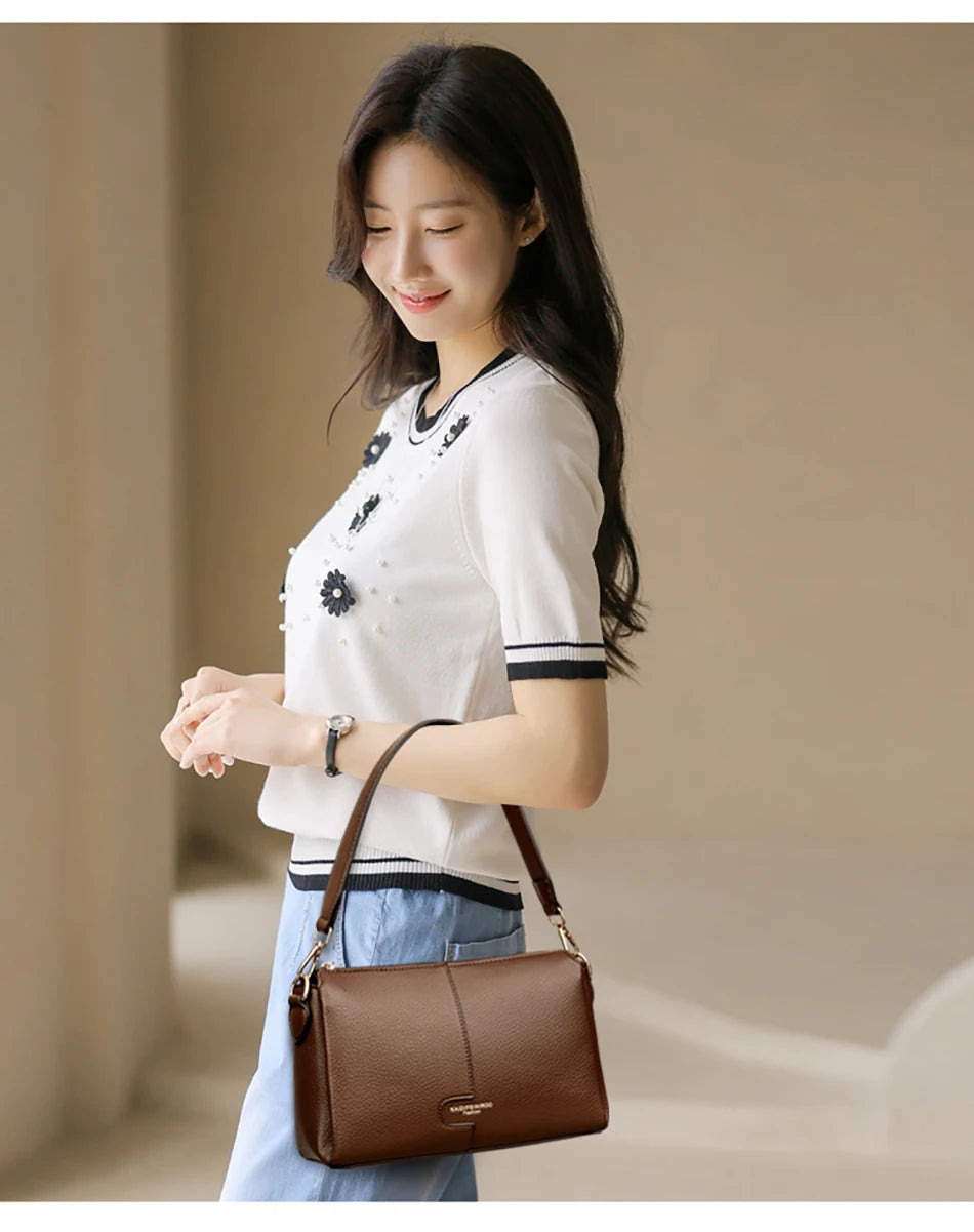 Three-Compartment Tassel Bucket Bag