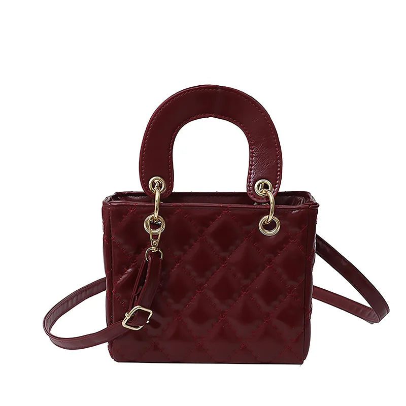 Fashionable texture diamond grid hand-held small square bag women's bag new western-style shoulder bag commuting crossbody bag