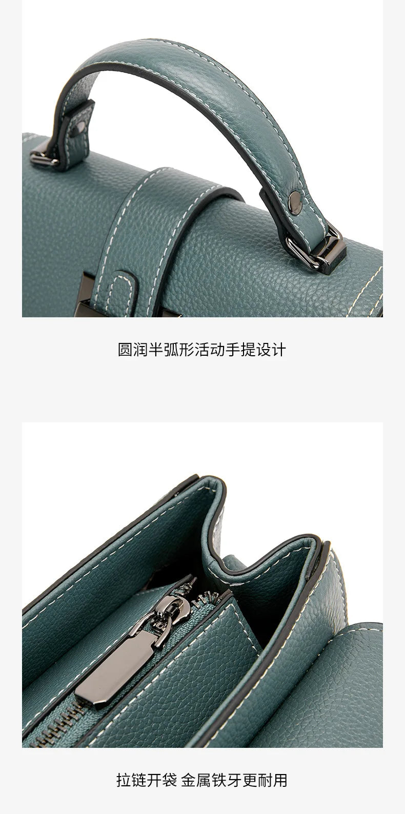 Casual Women Bags Genuine Leather Messenger Bag Cow Leather All-match Single Shoulder Hand-held Square Handbag High Quality