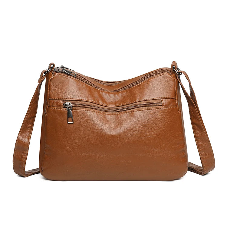 Retro Multi Pocket Crossbody Bag, Soft Synthetic Leather Shoulder Bag, Women's Bag, with Adjustable Shoulder Strap