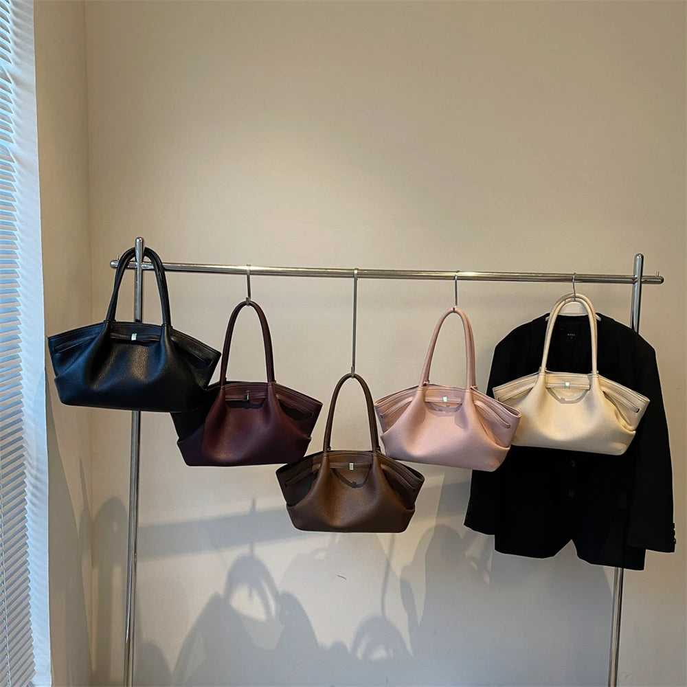 MOODS Lychee Pattern Underarm Shoulder Bags For Women Soft PU Leather Large Capacity Mini Tote Bag 2025 Luxury Designer Handbags