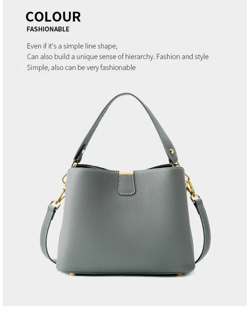 YANATARI Genuine Leather Woman Bag Shoulder Bag Handbags Crossbody Bag Luxury Designer Minimalism Bag Cattle Leather Grey