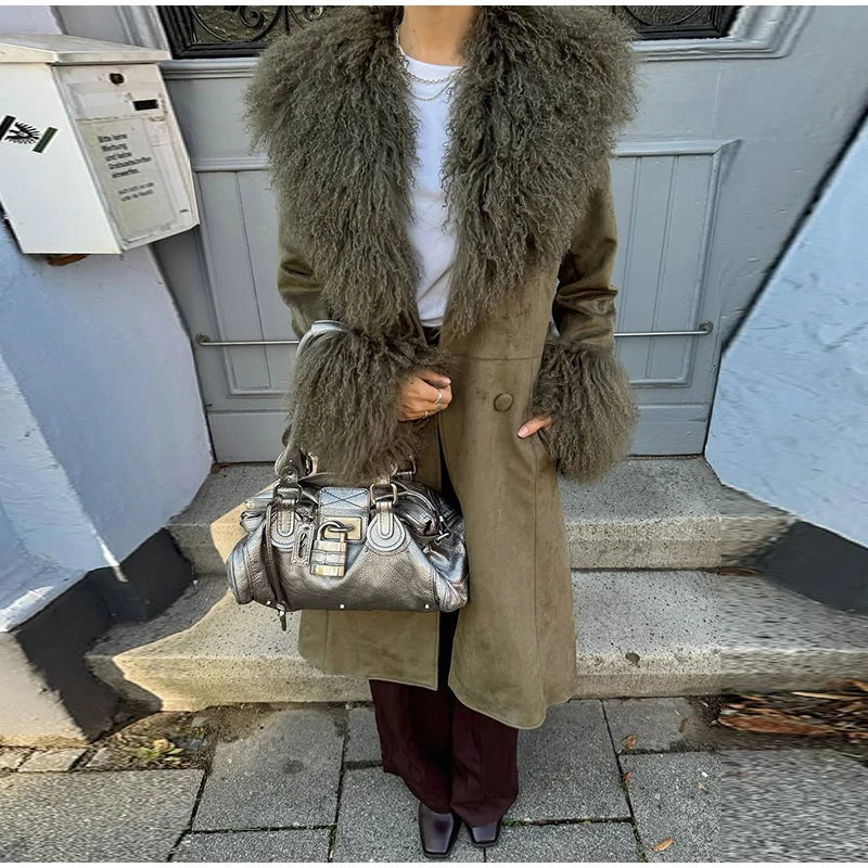Faux-Fur Patchwork Long Coat