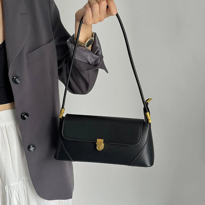 Fashion PU Leather Underarm Shoulder Bags For Women Trend Designer French Style Female Tote Ladies Flap Handbags