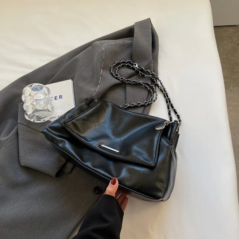 Ladies Handbag Women Fashion Bags Brand Designer Silver Shoulder Bag Large Capacity Female Bag Soft Leather Underarm Bag Totes