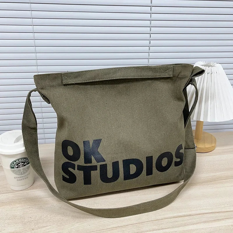 New Thickened Washed Canvas Bag, Korean Women Handbag Shoulder Bag, Large Capacity Women's Shopping Bags, Student School Bags
