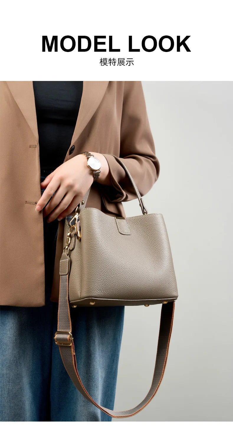 YANATARI Genuine Leather Woman Bag Shoulder Bag Handbags Crossbody Bag Luxury Designer Minimalism Bag Cattle Leather Grey