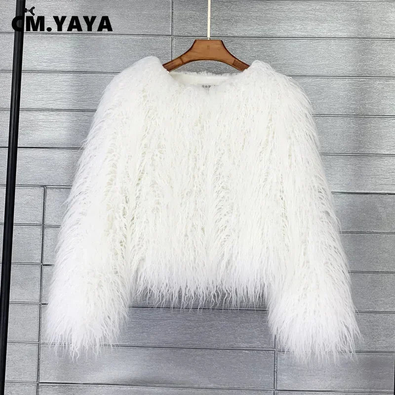 Button-Front Faux-Fur Jacket