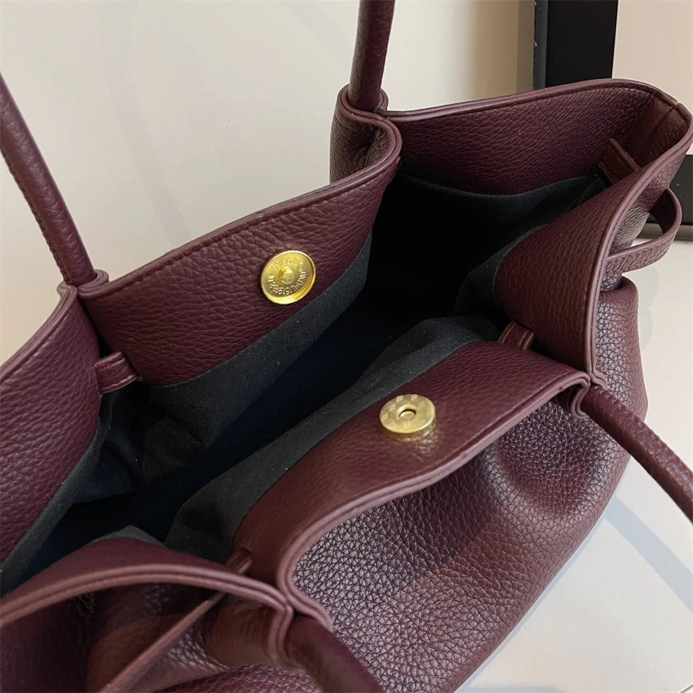 MOODS Lychee Pattern Underarm Shoulder Bags For Women Soft PU Leather Large Capacity Mini Tote Bag 2025 Luxury Designer Handbags