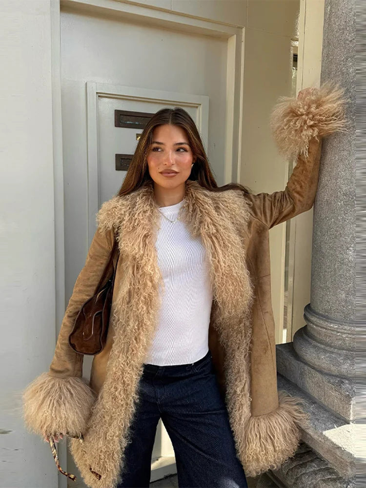 Faux-Fur Patchwork Long Coat