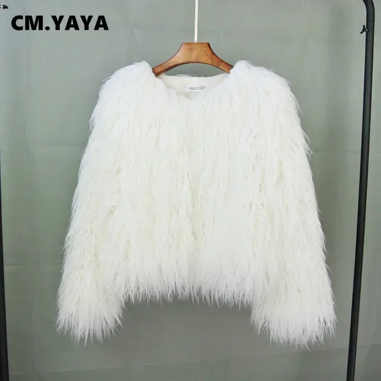 Button-Front Faux-Fur Jacket