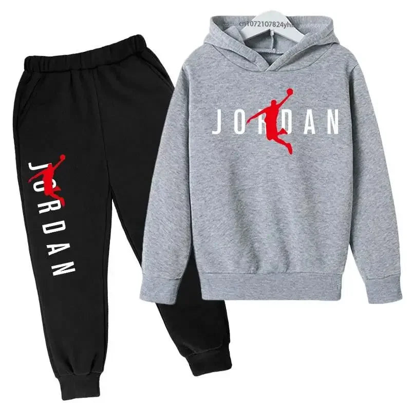Children Spring  Autumn Hoodie Pants  Kid Casual Pullover basketball Two Piece Suit  Coat Boys And Girls Outdoor Sports Set