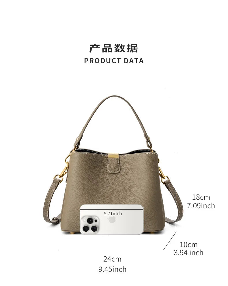YANATARI Genuine Leather Woman Bag Shoulder Bag Handbags Crossbody Bag Luxury Designer Minimalism Bag Cattle Leather Grey