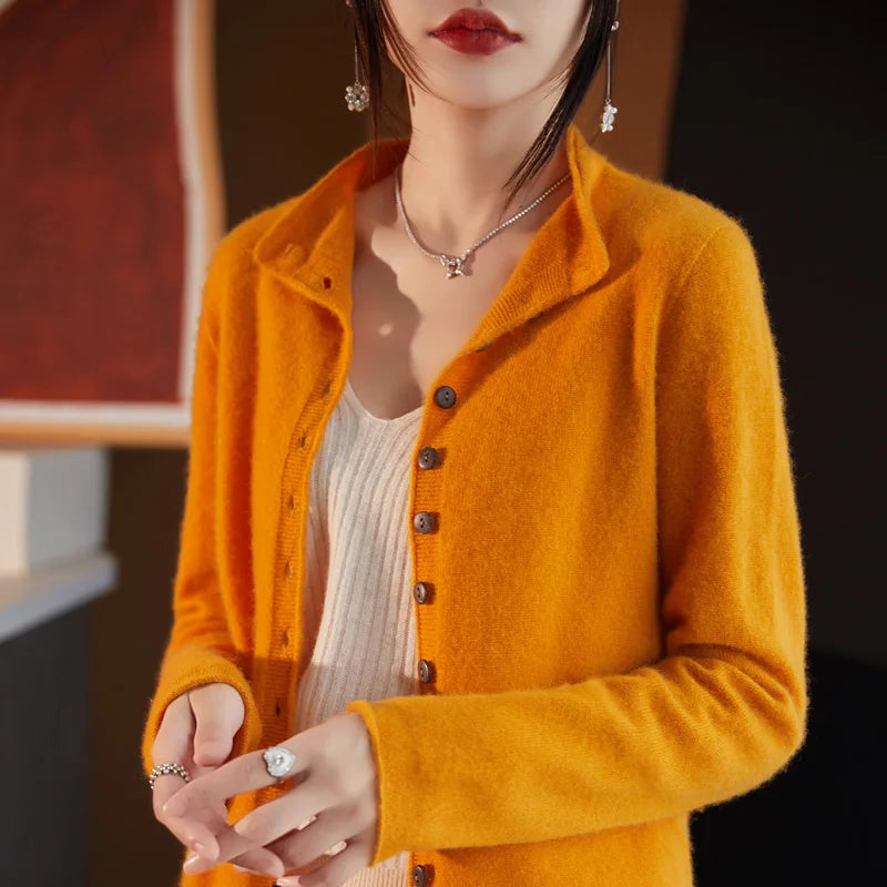 Wool Button-Up Knitted Cardigan