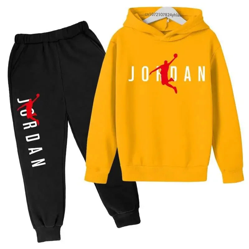 Children Spring  Autumn Hoodie Pants  Kid Casual Pullover basketball Two Piece Suit  Coat Boys And Girls Outdoor Sports Set