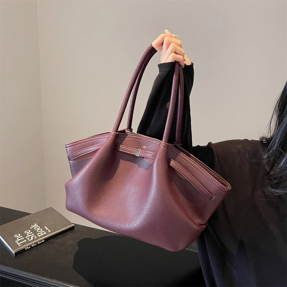 MOODS Lychee Pattern Underarm Shoulder Bags For Women Soft PU Leather Large Capacity Mini Tote Bag 2025 Luxury Designer Handbags