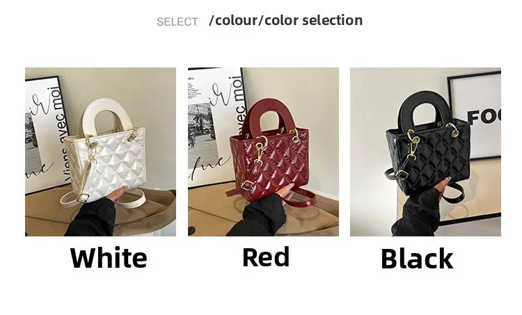 Fashionable texture diamond grid hand-held small square bag women's bag new western-style shoulder bag commuting crossbody bag