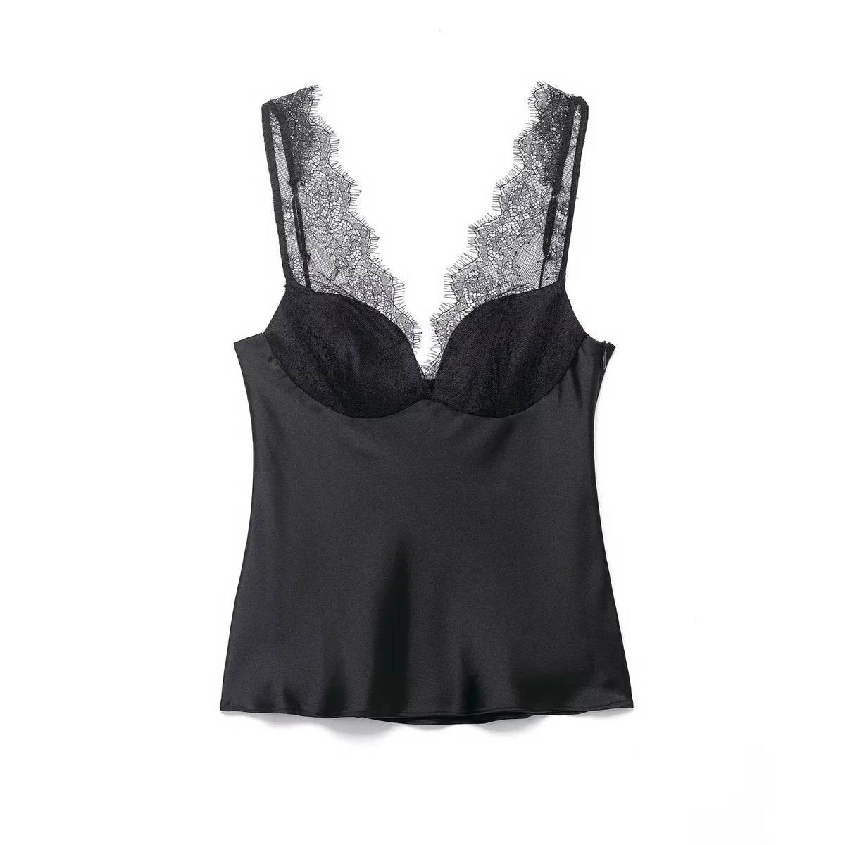 Satin Lace V-Neck Cami Top
