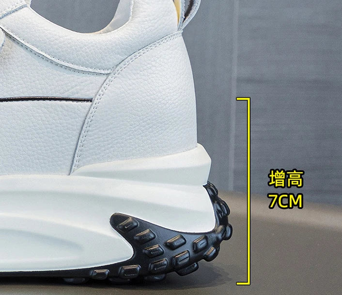 Fujin 3 inch 7cm Genuine Leather Platform Wedge Fashion Women fall winter Chunky Sneakers Heel Shoes Breathable Comfortable