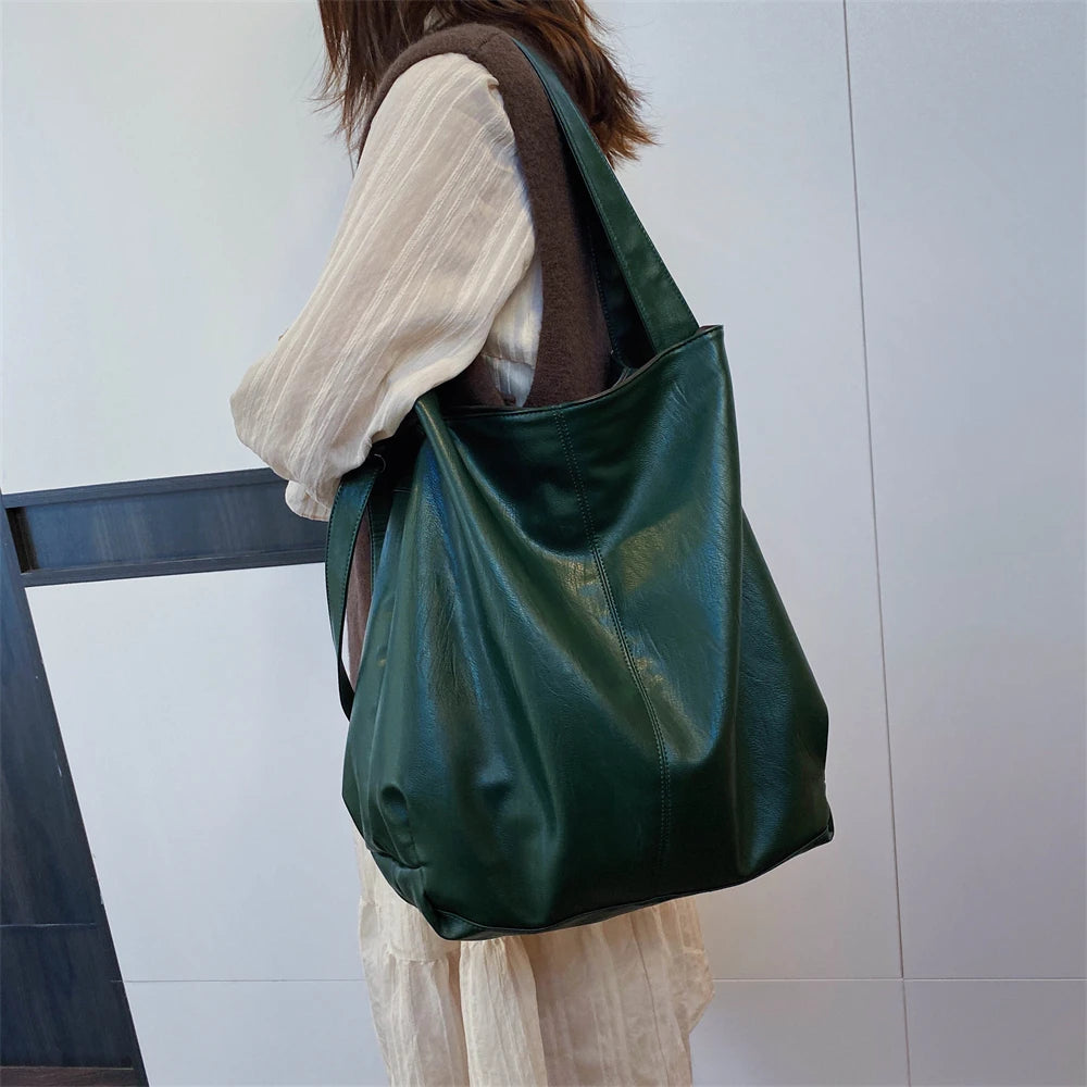 Moods Oversized Black Shoulder Bags For Women Luxury Soft Leather Large Capacity Shopper Totes Dual-strap Big Crossbody Bag 2023